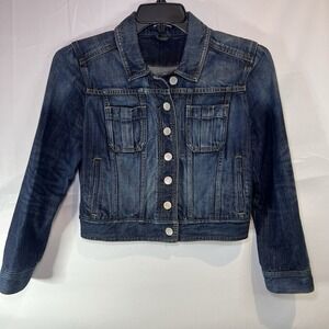 Vintage Limited Express Trucker Jacket Womens M Blue Lightwash Denim Heavyweight